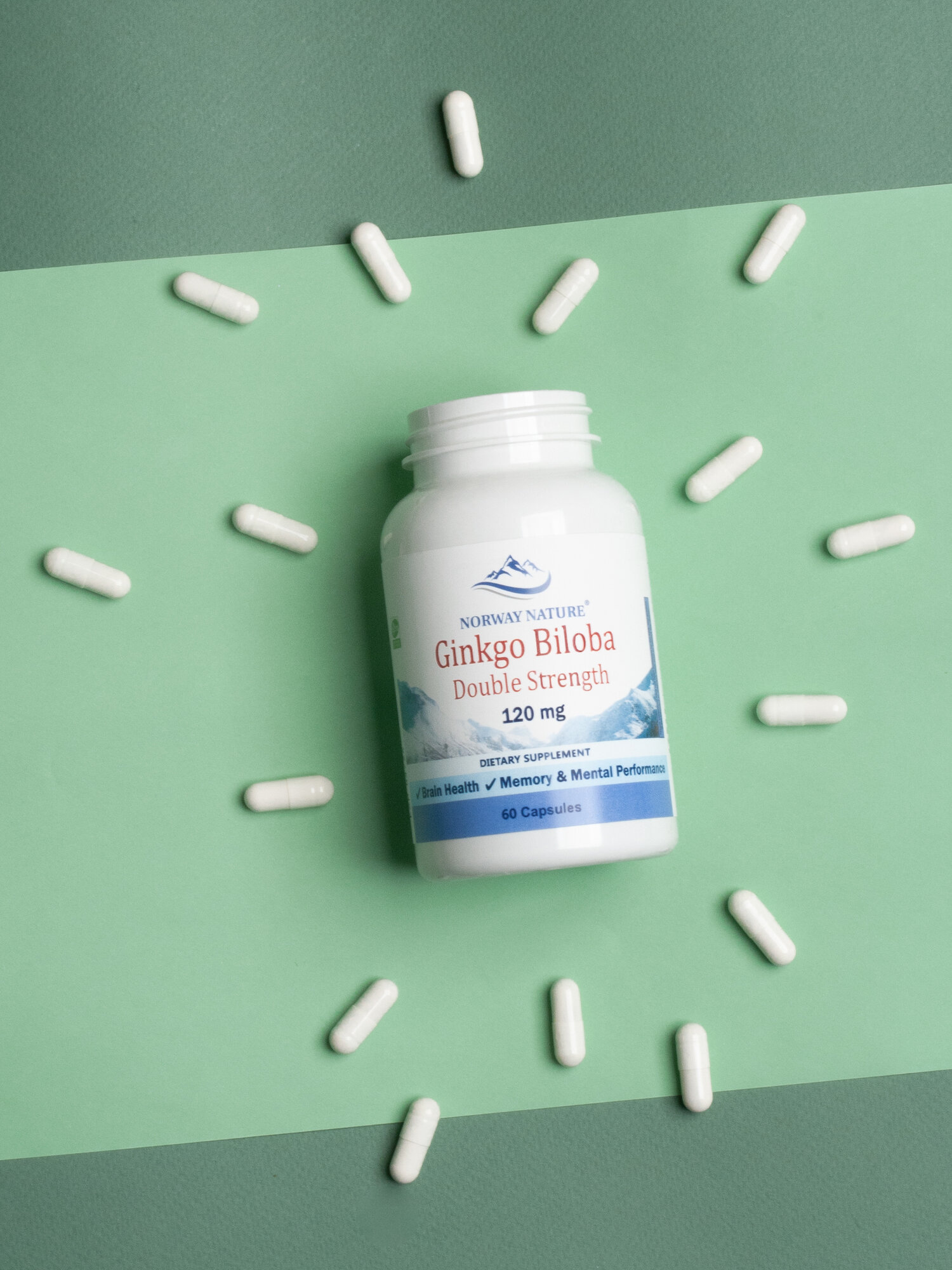Препараты Для Мозгового Кровообращения Norway Nature, Ginkgo Biloba 120 mg, 60 капсул / Экстракт Гинкго Билоба / Улучшает память и внимание. Антиоксидант