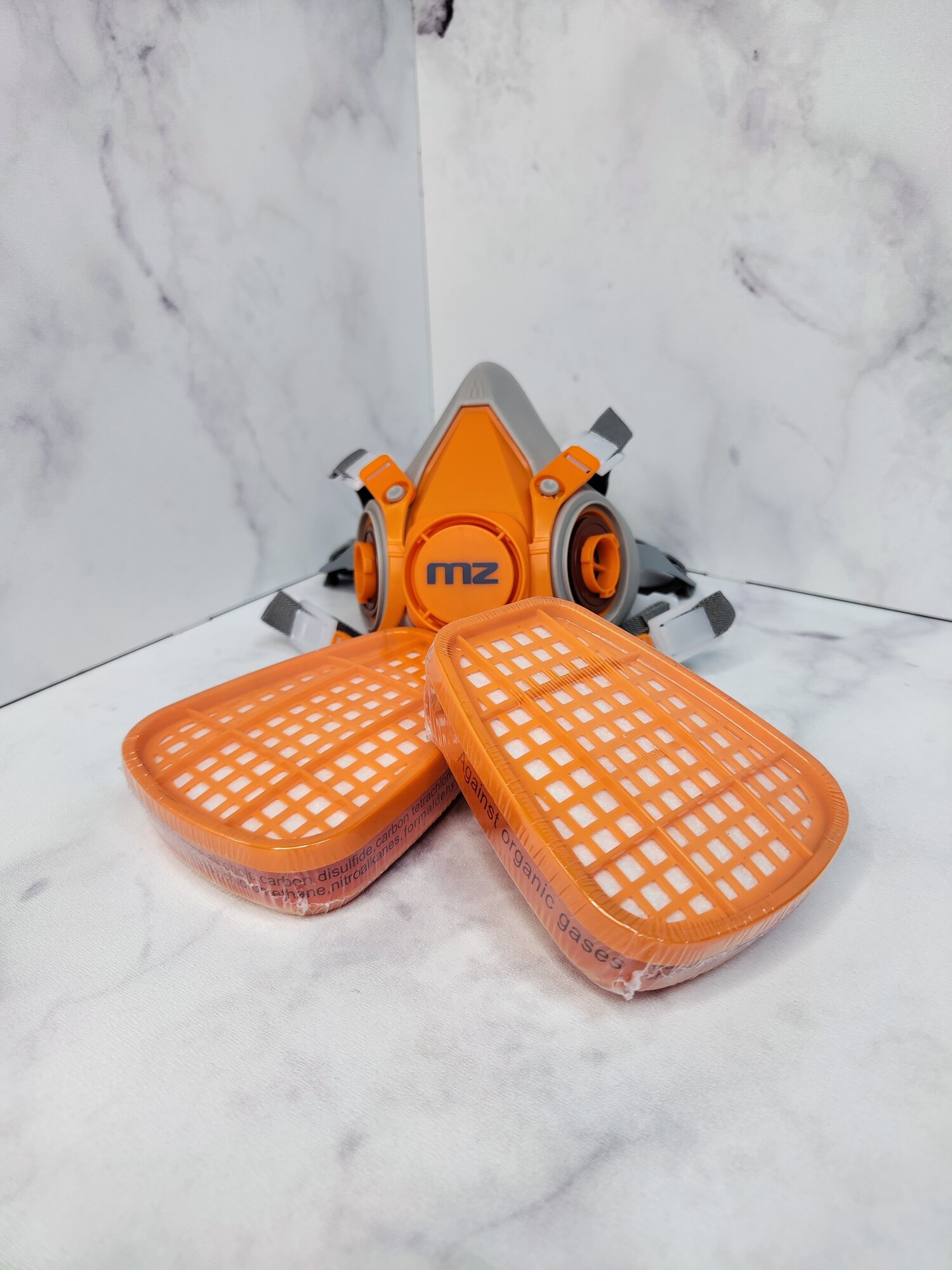 Изображение Маска-респиратор MZ FD-7 серо-оранжевый (2 фильтра)