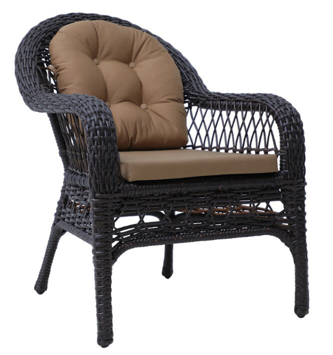 Кресло садовое VIKTORIA DARK BROWN, искусственный ротанг, каркас металл, влагостойкость, 160кг