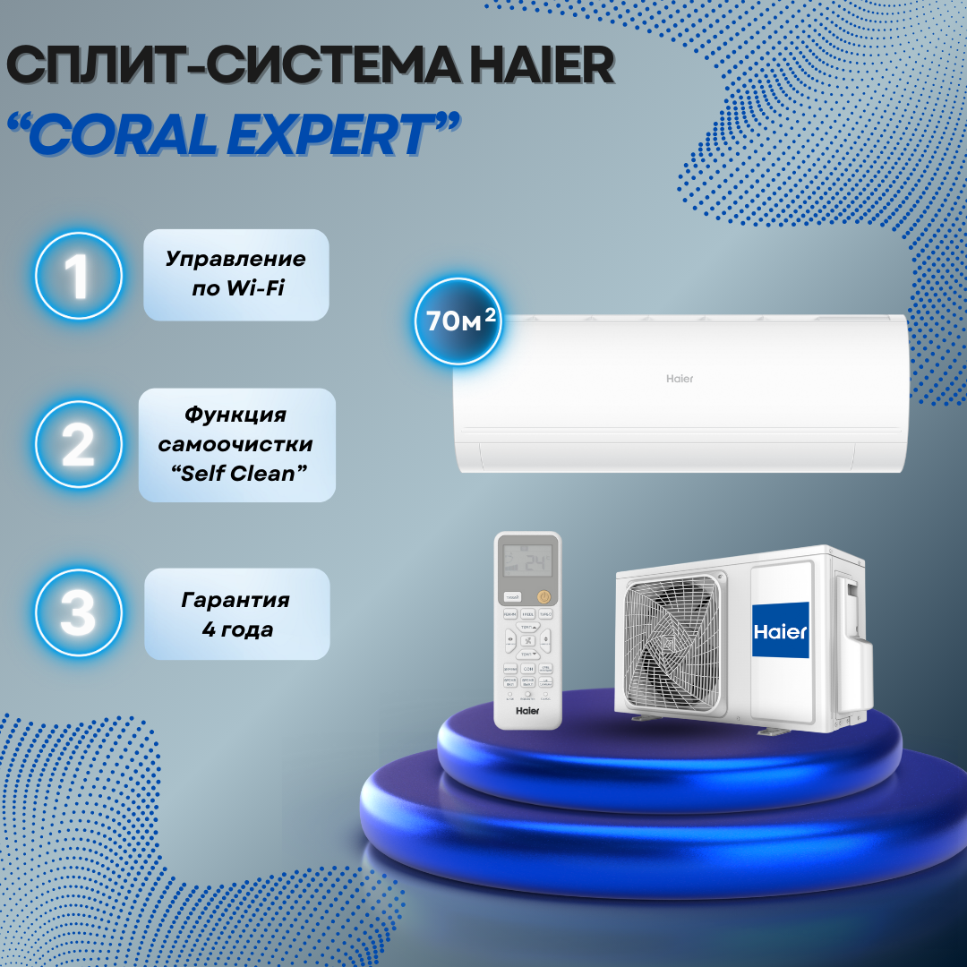 Настенная сплит-система Haier Coral Expert AS70PHP3HRA / 1U70PHP1FRA на 70 квадратных метров