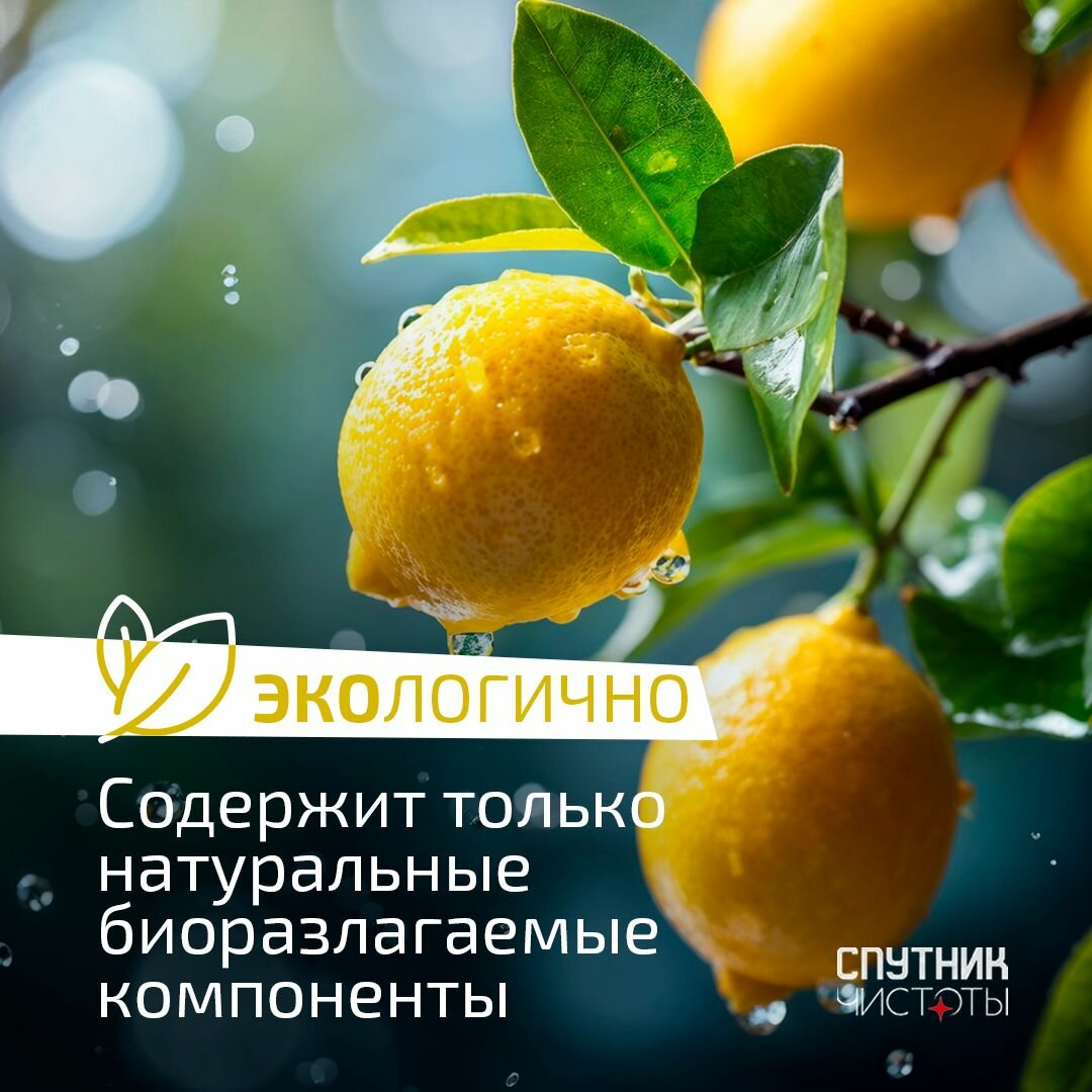 ЭКО. Гель для мытья посуды Спутник Чистоты с ароматом лимона, 5 л, ПНД — фото 1