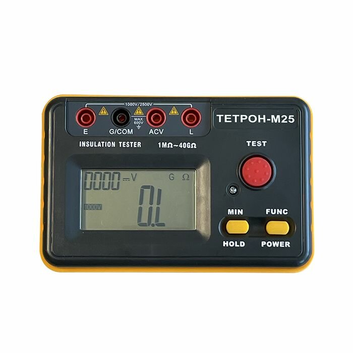 Цифровой Мегаомметр : ТЕТРОН-М25, цвет черный/оранжевый с чехлом для хранения