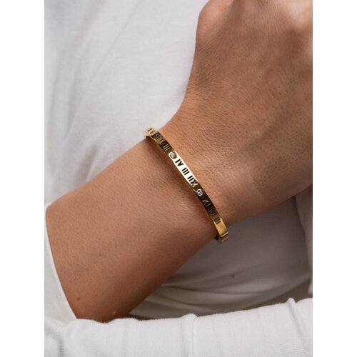 Жесткий браслет, 1 шт., размер one size, диаметр 6.5 см, золотистый