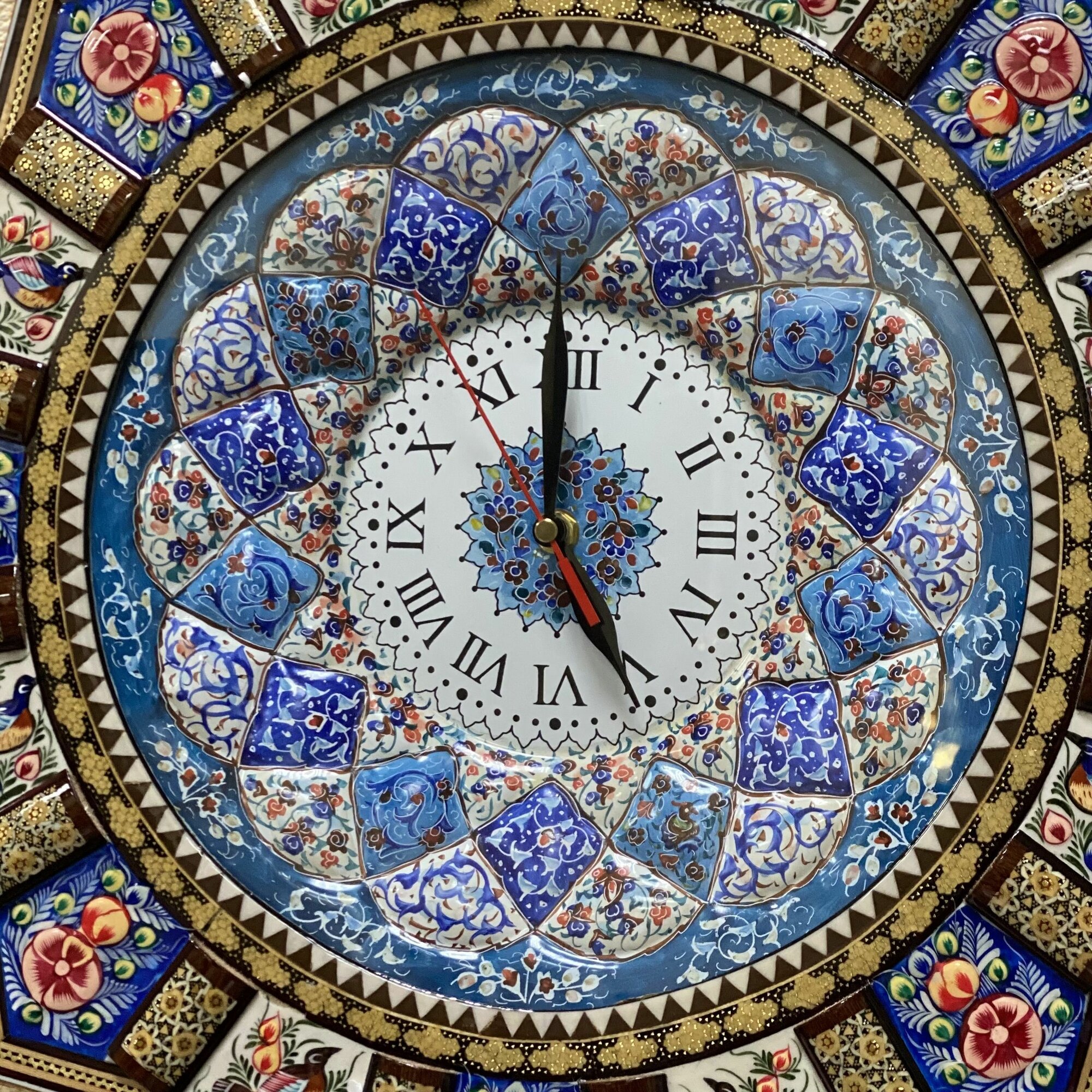 Часы настенные Персидский базар Иран, ручная работа, инкрустация по дереву — фото 1