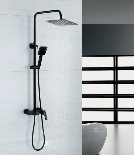 Изображение товара Душевая система BOND B02-9488 черная с тропическим душем и смесителем с изливом