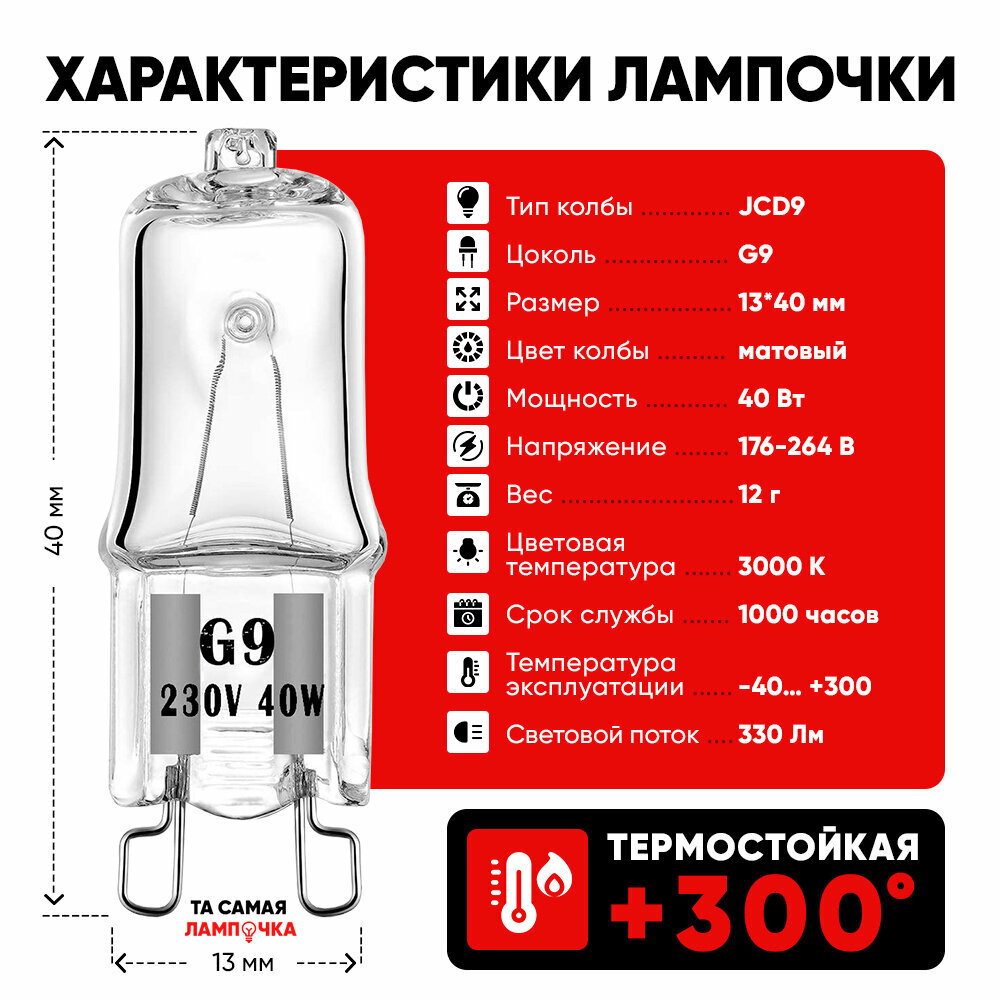 Лампочка для духовки IKEA G9/ лампа для духового шкафа икеа / та самая лампочка 40w, 220v галогеновая — фото 1