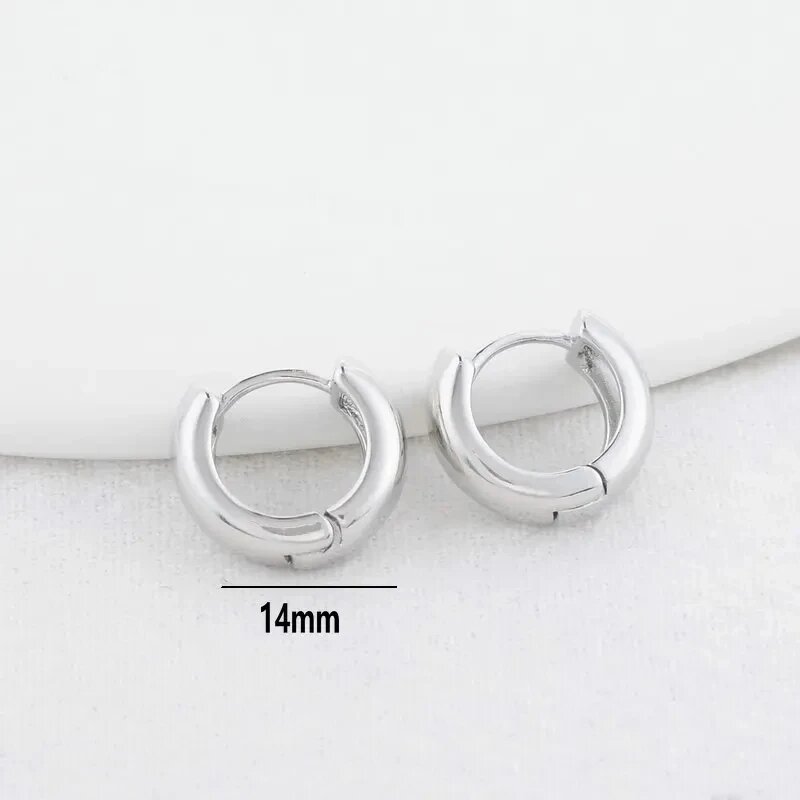 Серьги-кольца 14 мм, серебро, Style 2, 4шт