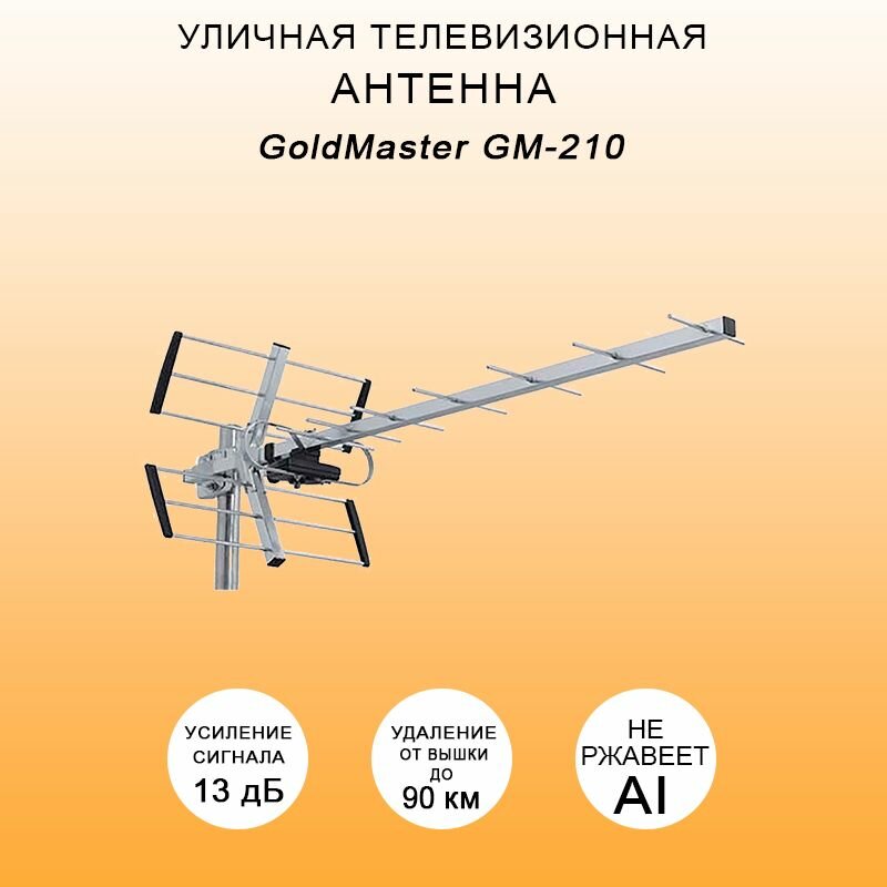 Антенна телевизионная уличная для цифрового тв с усилителем DVB-T2 GM-210