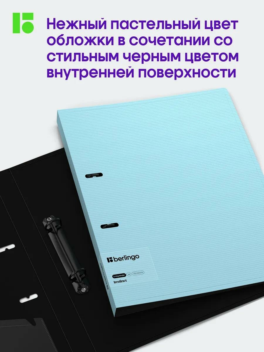 Папка для документов и файлов на 2 кольцах Berlingo "Instinct" А4, D-кольца, внутренний карман — фото 1