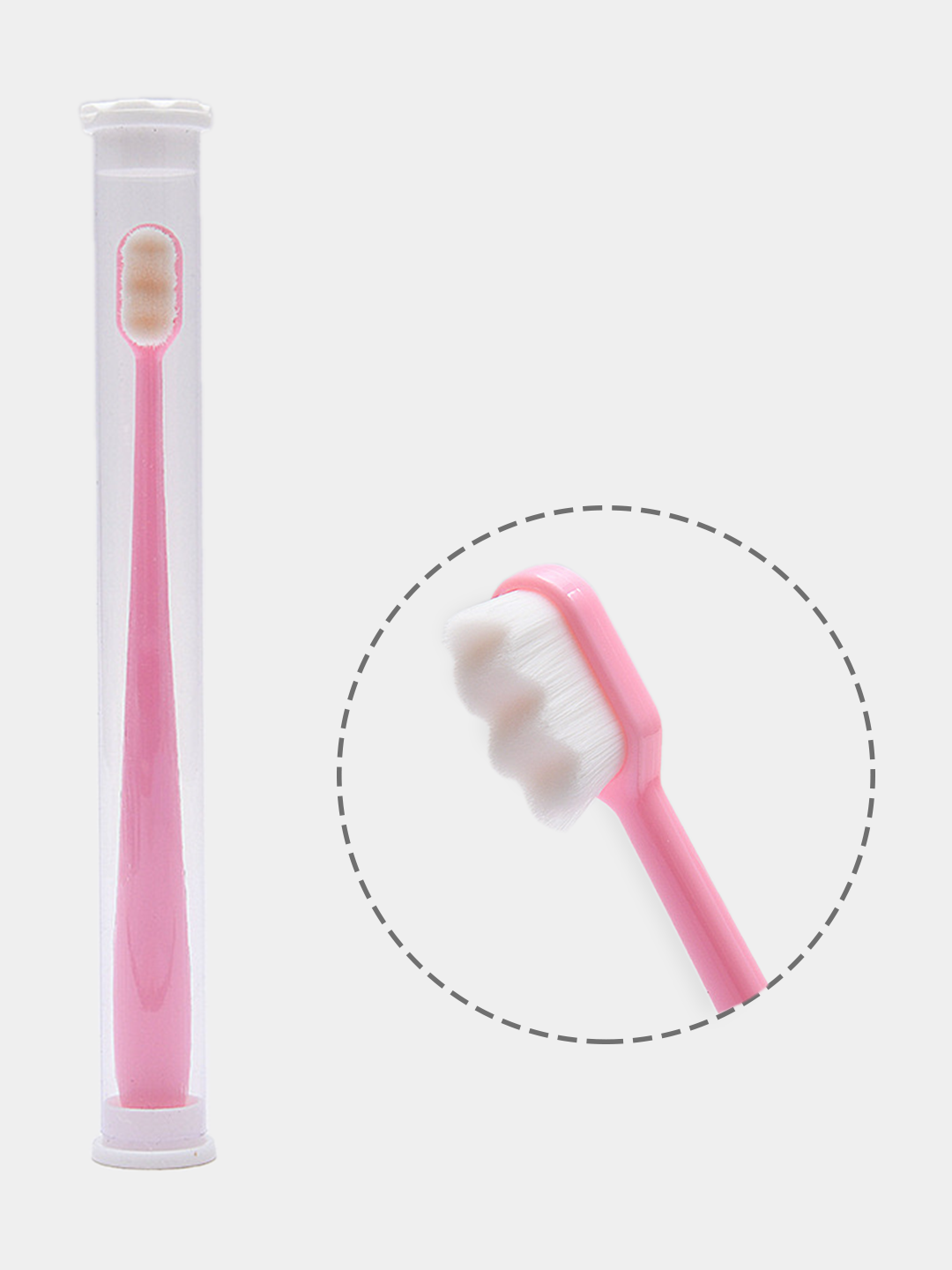 Мягкая зубная щётка с ультратонкой ребристой щетиной для чувствительных зубов и дёсен розовая