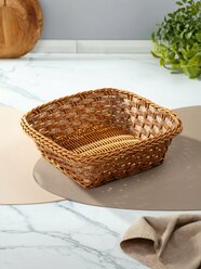 Корзина плетеная для хранения, квадратная, декоративная, 23х23х8 см
