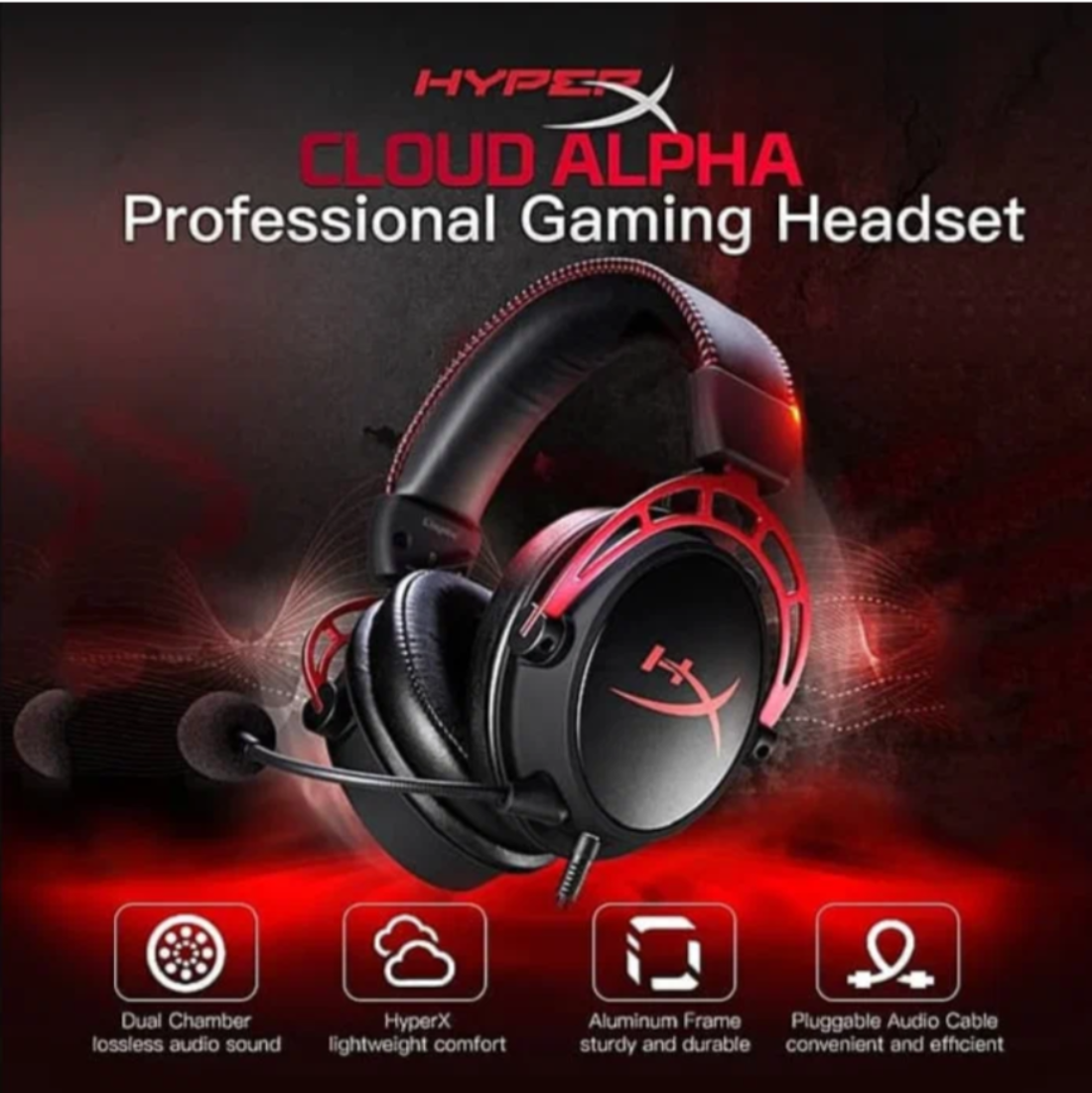 Игровая гарнитура HyperX Cloud Alpha Black Red черный/красный 4P5L1AB, для ПК и консолей, шумоподавление