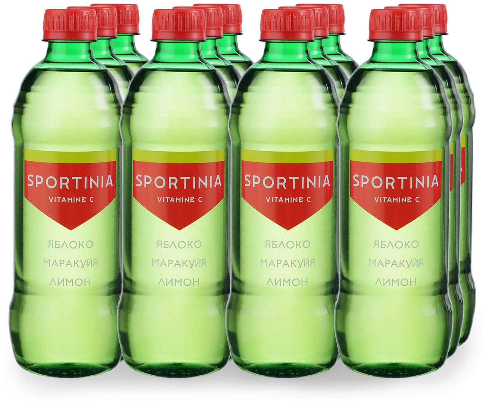 Спортивный витаминизированный напиток Sportinia Vitamine C (Спортиния Витамин С) Яблоко, маракуйя, лимон 0.5 л / 12 бут. - фотография № 1