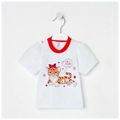 фото Футболка для девочки "год тигра", цвет белый, рост 68 мануфактурная лавка