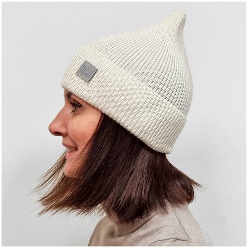 фото Th22-319061402 шапка зимняя вязаная заострённая, белый tuot