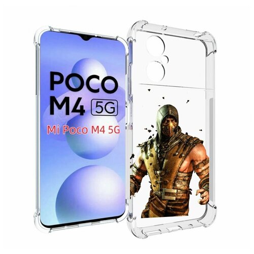 Чехол MyPads Mortal Kombat scorpion для Xiaomi Poco M4 5G задняя-панель-накладка-бампер