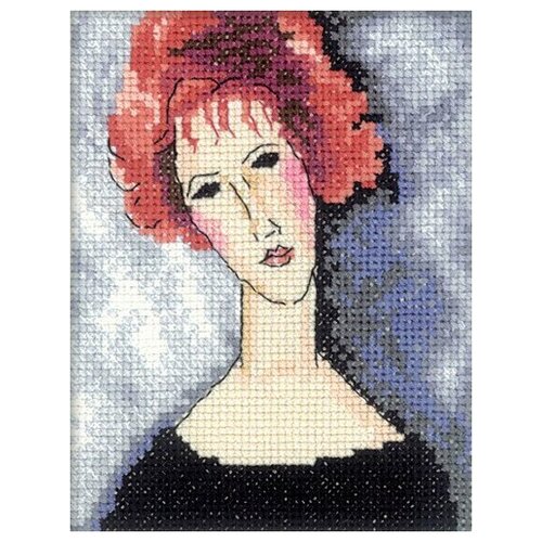 Набор для вышивания РТО арт. EH335 Девушка с рыжими волосами 10х13 см