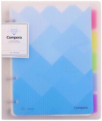 Тетрадь в клетку на 4х кольцах A5, 80 л. с разделителями, Comix Compera Diamond, обл прозрачно-голубая