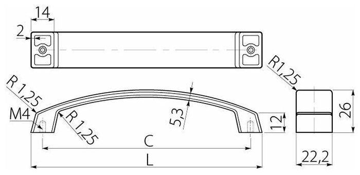 Ручка UZ G1-192-20M черный матовый GTV - фото №2