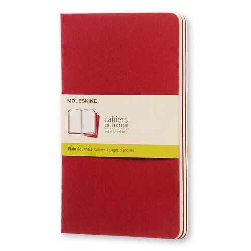 Блокнот Moleskine CAHIER JOURNAL CH118 Large, 130х210 мм, обложка картон, 80 страниц, нелинованный, клюквенный (3 штуки)