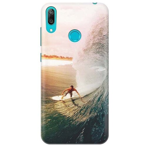 фото Ультратонкий силиконовый чехол-накладка для huawei y7 (2019) с принтом "серфер" gosso