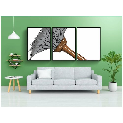 фото Набор модулных постеров для интерьера "тряпка, перо, чистый" 60x90 см. в тубусе, без рамки lotsprints