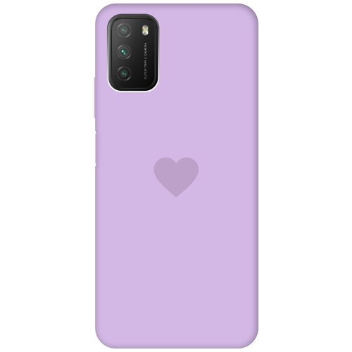 фото Силиконовая чехол-накладка silky touch для xiaomi redmi 9t / poco m3 с принтом "heart" сиреневая gosso