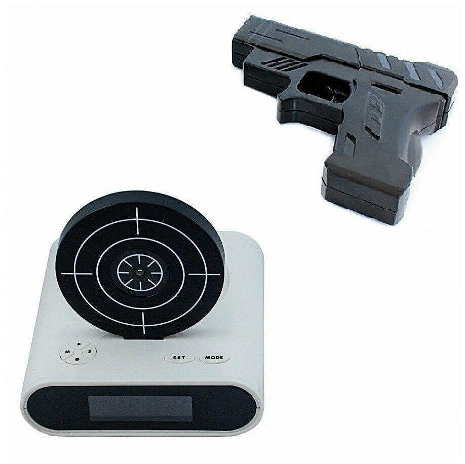 Часы-будильник с мишенью и лазерным пистолетом Gun Alarm