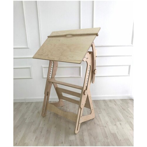 Стол мольберт для работы сидя и стоя с регулировкой наклона столешницы 60*90 см (художественный, письменный, для рисования, взрослый, деревянный)