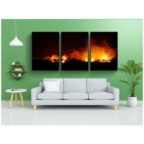 фото Набор модулных постеров для интерьера "огонь, пламя, ночь" 60x90 см. в тубусе, без рамки lotsprints