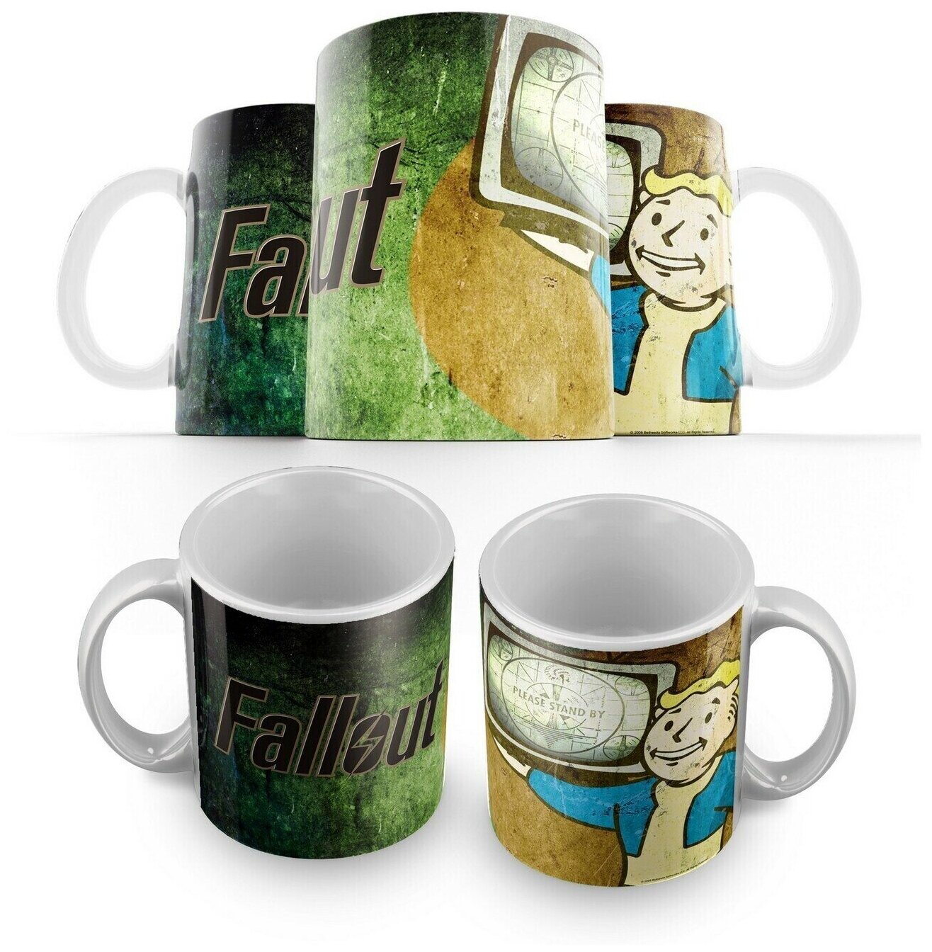 Кружка: Fallout Vault Boy 1-2 (фалаут, фолаут, фаллаут, фоллаут, нью вегас) - 1-2