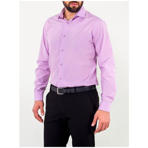 фото Рубашка мужская длинный рукав greg 613/199/4225/z/1, полуприталенный силуэт / regular fit, цвет розовый, рост 174-184, размер ворота 40
