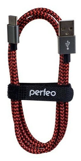 Perfeo кабели Кабель USB2.0 A вилка - USB Type-C вилка, черно-красный, длина 1 м. U4901