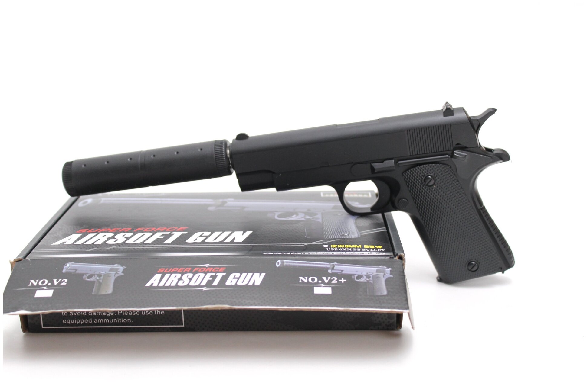 Детский пистолет Colt с пульками пневматический с глушителем AirSovt ...