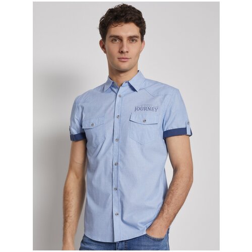 фото Рубашка с коротким рукавом, цвет темно-синий, размер s zolla