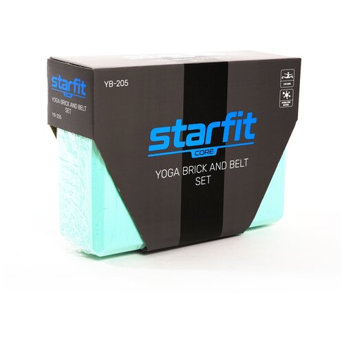 Блок и ремень для йоги, комплект STARFIT YB-205 мятный