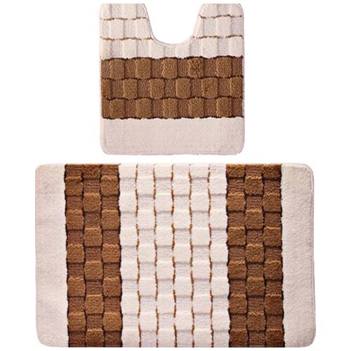 Набор ковриков для ванной комнаты Home Decor Silver из 2штук 50х80см и 40х50см ворс 11мм противоскользящий кремовый BA.02.1186