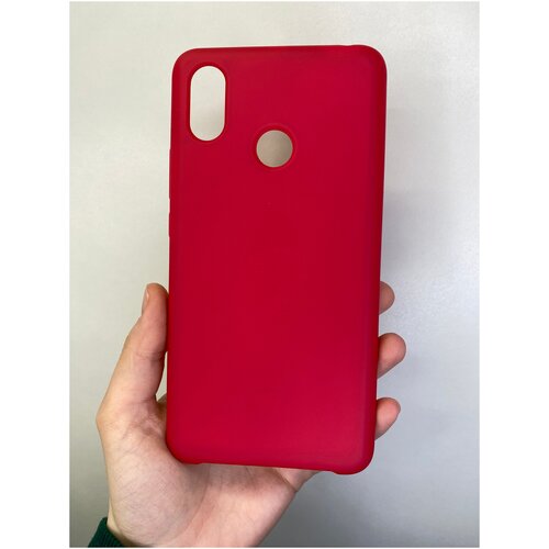 Силиконовый чехол с микрофиброй внутри Silicone cover для Xiaomi Mi Max 3 малиновый