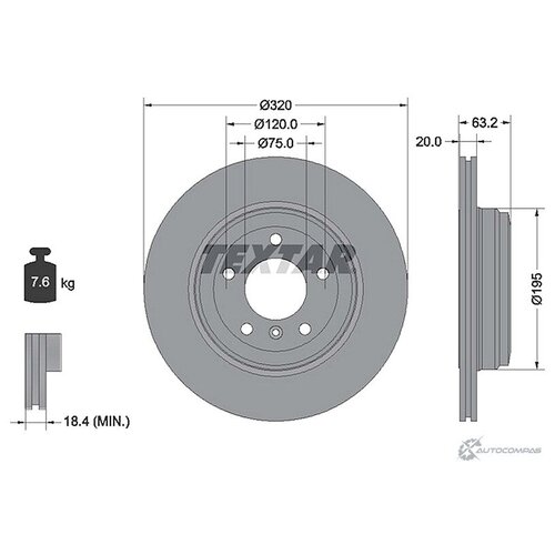 фото Диск тормозной с покрытием pro зад прав лев textar 92122703