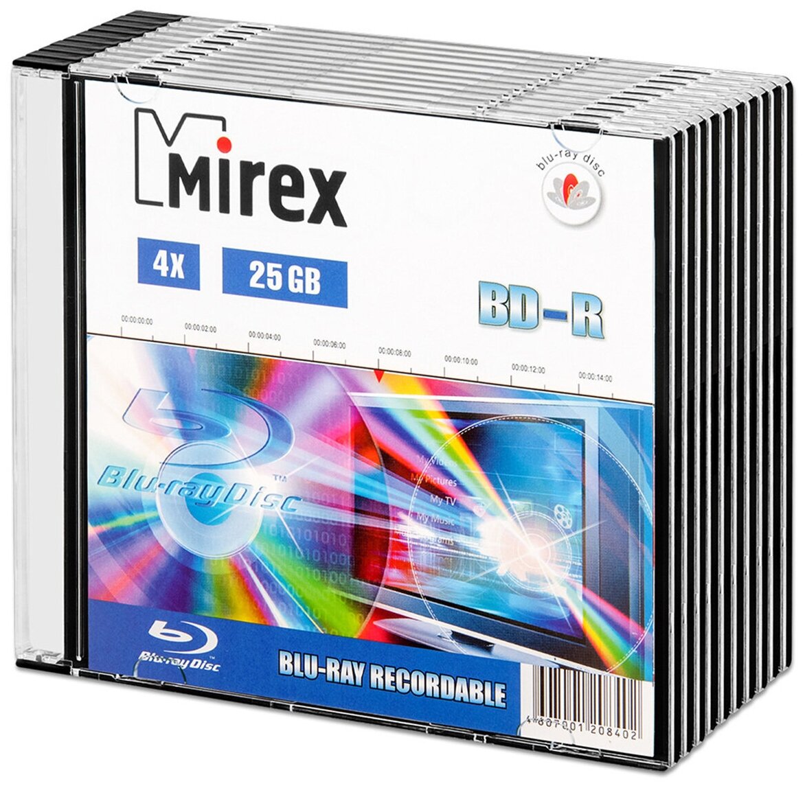 Диск BD-R 25 Gb Mirex 4x Slim box, упаковка 10 шт.