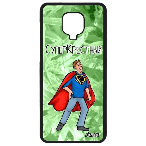 фото Ударопрочный чехол на смартфон // xiaomi redmi note 9s // "суперкрестный" комичный смешной, utaupia, светло-зеленый