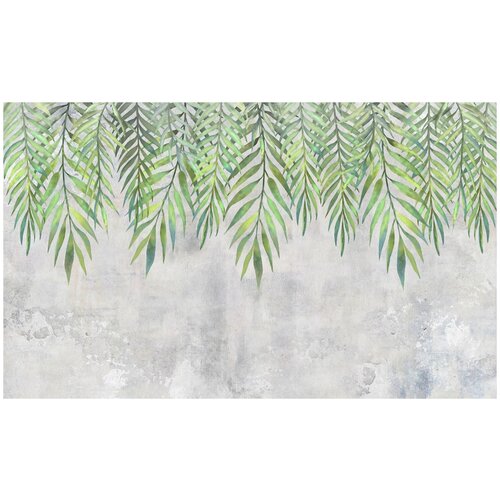 Фотообои Уютная стена Свисающие резные листья пальм 450х270 см Виниловые Бесшовные (единым полотном)
