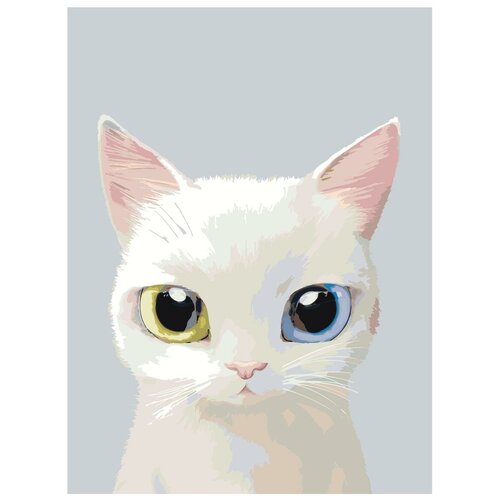 Картина по номерам, Живопись по номерам, 45 x 60, A546, белый котёнок, разноцветные глаза, животное, портрет, изолированный фон картина по номерам живопись по номерам 45 x 60 a517 котёнок голубые глаза животное портрет изолированный фон