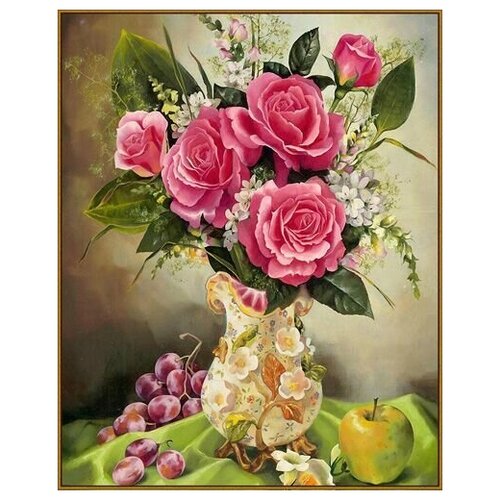 Купить Алмазная мозаика Натюрморт с розами, Милато 40x50 см.