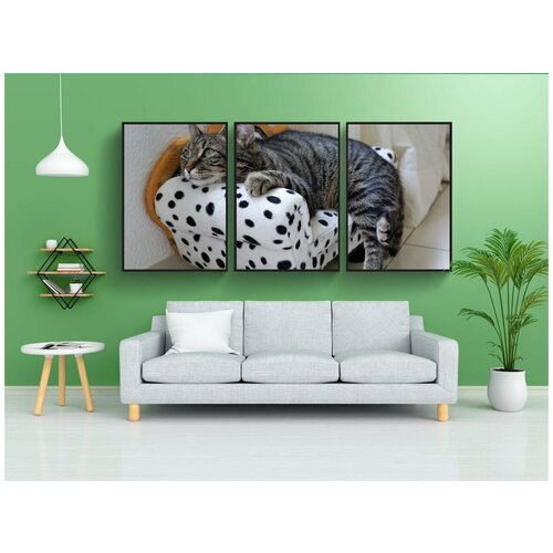 фото Набор модулных постеров для интерьера "кот, сладкий, похмелье" 60x90 см. в тубусе, без рамки lotsprints