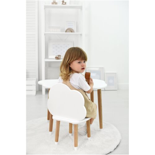 Детский стол и стул из дерева Мега Тойс комплект стол и стул / Набор мебели для детской комнаты для малышей Облако