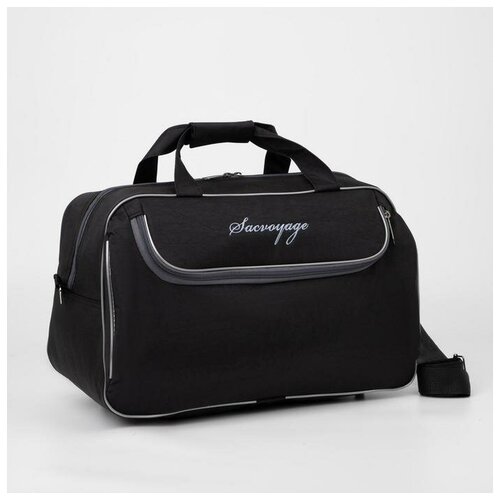 Сумка дорожная на молнии, наружный карман, длинный ремень, цвет чёрный