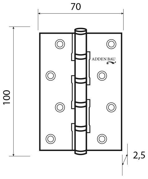 Петля универсальная ADDEN BAU 100X70X2.5 4BB POLISH GOLD Золото (1 шт.) - фотография № 2