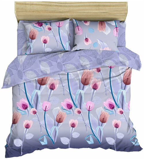Комплект постельного белья Василиса Лунное сияние 70091, 2-спальное, бязь, фиолетовый/розовый