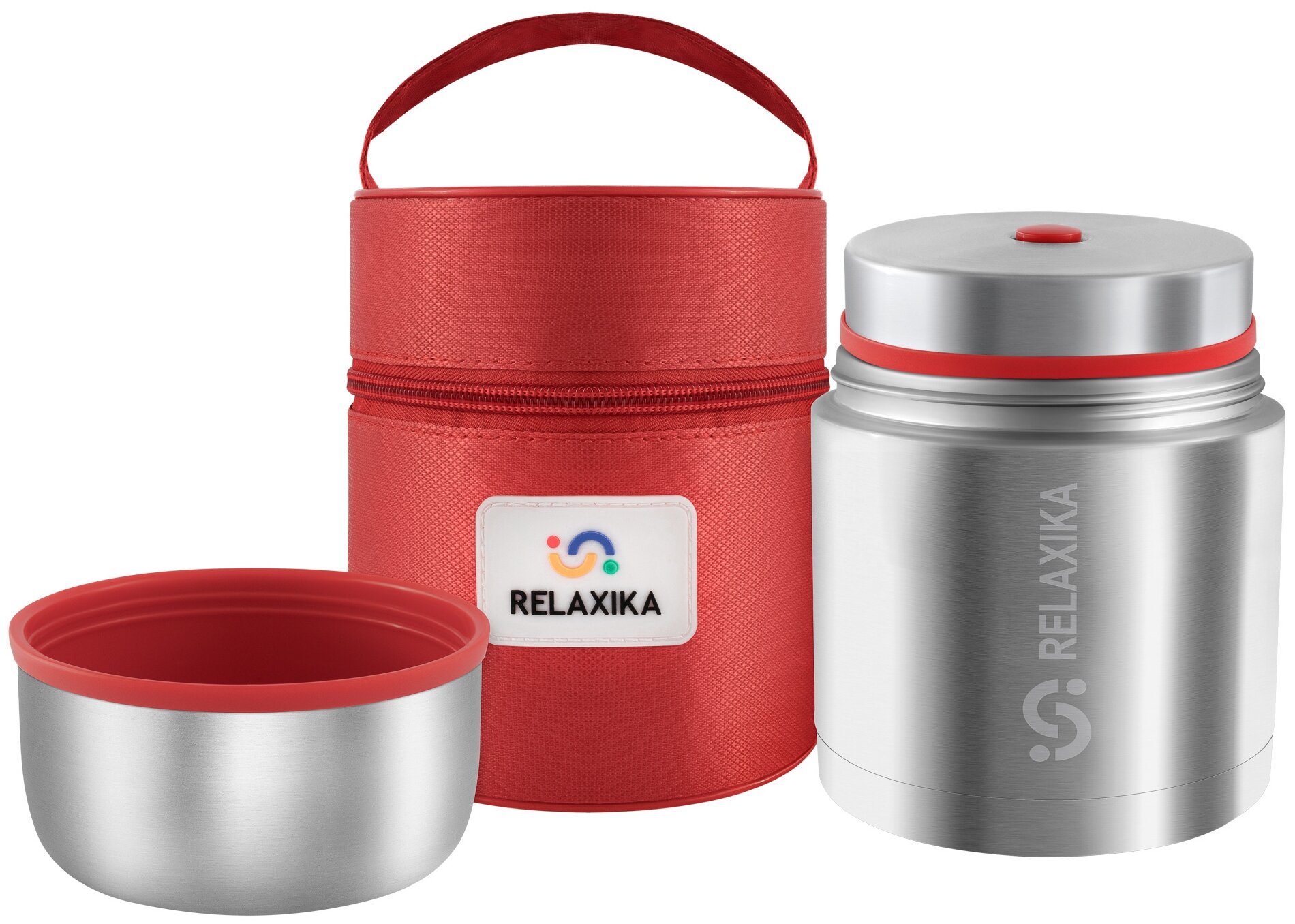 Термос для еды Relaxika 301 (0,5 литра) в чехле, стальной - фото №15